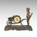 Uhr Statue Handcart Cupid Bell Bronze Skulptur Tpc-028